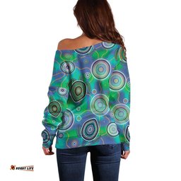 NAIDOC 50 Years of Deadly Off Shoulder Sweater Sea Turtle Aboriginal Dot Art LT19