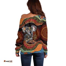 Indigenous Koala Australia Off Shoulder Sweater Australian Aboriginal Art Proud LT14
