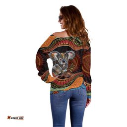 Indigenous Koala Australia Off Shoulder Sweater Australian Aboriginal Art Proud LT14