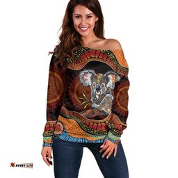 Indigenous Koala Australia Off Shoulder Sweater Australian Aboriginal Art Proud LT14