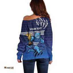 Personalised Geelong Pride Off Shoulder Sweater Claws Out for Glory LT9