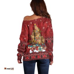 Funny Kiwi Bird Xmas Tree Off Shoulder Sweater New Zealand Tribal Christmas Spirit LT9