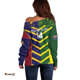 Custom Sri Lanka And Australia Cricket Off Shoulder Sweater 2025 The Lions Baggy Greens Together LT14