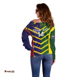 Custom Sri Lanka And Australia Cricket Off Shoulder Sweater 2025 The Lions Baggy Greens Together LT14