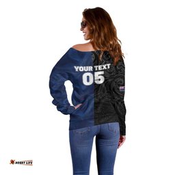 France And New Zealand Rugby Custom Off Shoulder Sweater Les Bleus Rooster With Maori Tiki LT05