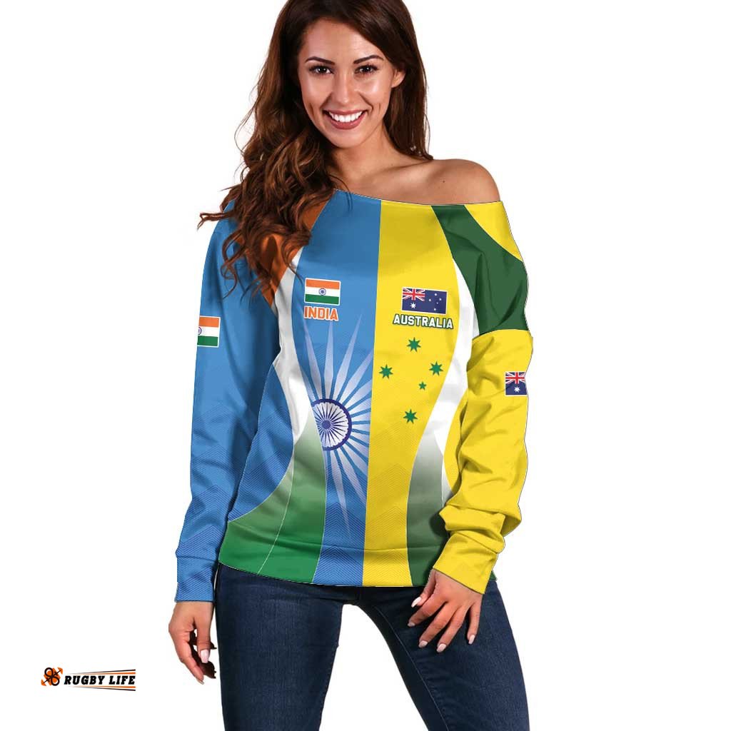 Custom India Vs Australia Cricket Off Shoulder Sweater Final Matchup LT05