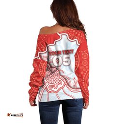 Custom Swans Football Off Shoulder Sweater Aboriginal Dot Art Pattern DT05