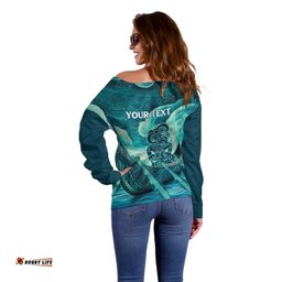 Personalised New Zealand Waitangi Day Off Shoulder Sweater Hei Tiki With Maori Waka - Whakarare Pattern LT14