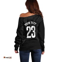 New Zealand Basketball Ta Moko Tribal Custom Off Shoulder Sweater LT03