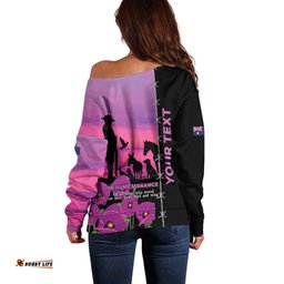 Personalised ANZAC War Animals Off Shoulder Sweater Lest We Forget Memorial LT15