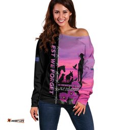 Personalised ANZAC War Animals Off Shoulder Sweater Lest We Forget Memorial LT15