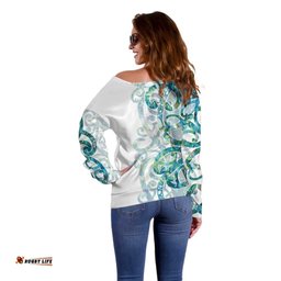 Paua Shell Maori Off Shoulder Sweater Koru Kowhaiwhai LT7