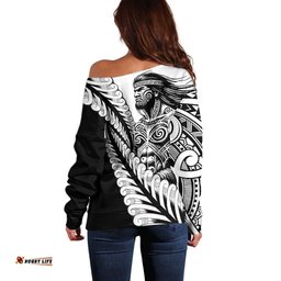 Koru Fern New Zealand Maori Tribal Warrior Off Shoulder Sweater LT9