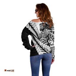 Koru Fern New Zealand Maori Tribal Warrior Off Shoulder Sweater LT9