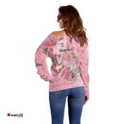 Personalised Galah Cockatoo Eucalyptus Flowers Off Shoulder Sweater Australian Breast Cancer Spirit LT9