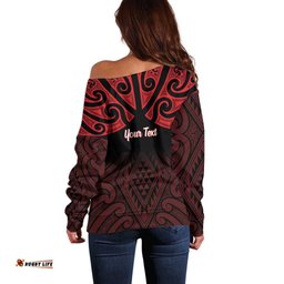 Personalised Keep Maori Wards New Zealand Off Shoulder Sweater Stronger Together Aotearoa Taniko LT14