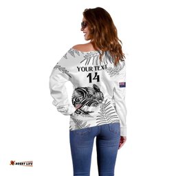 Custom New Zealand Kiwi Football Off Shoulder Sweater Aotearoa Silver Fern LT14