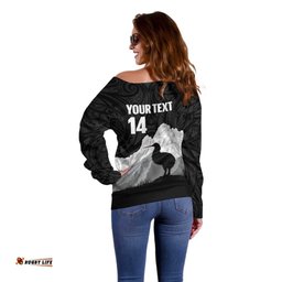New Zealand South Island Football Custom Off Shoulder Sweater Aoraki Mount Cook With Kiwi Maori Pattern LT14