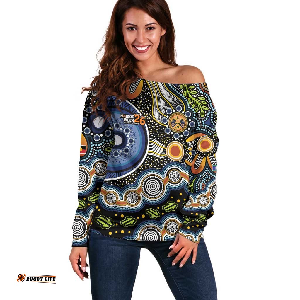 NAIDOC Deadly 50 Years Off Shoulder Sweater Aboriginal and Torres Strait Islander LT9