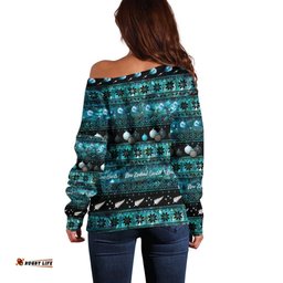 New Zealand Darts Christmas Off Shoulder Sweater Merry Xmas Aotearoa Maori Paua Shell LT14