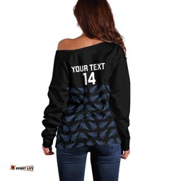 New Zealand Silver Fern Cricket Custom Off Shoulder Sweater Black Cap T20 Version LT14