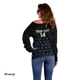 New Zealand Silver Fern Cricket Custom Off Shoulder Sweater Black Cap T20 Version LT14