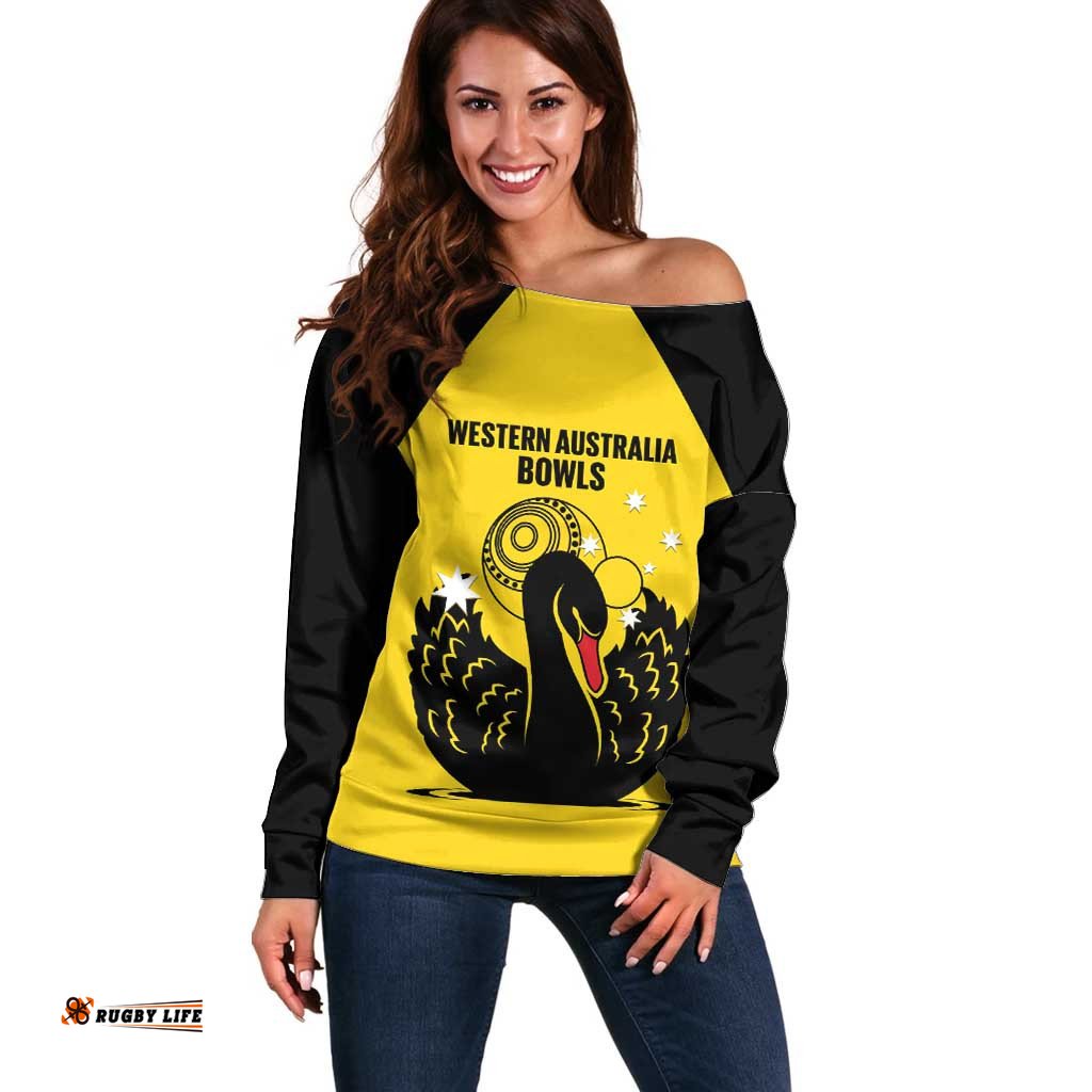 Custom Western Australia Bowls Off Shoulder Sweater Go Champions WA Black Swan LT14