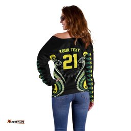 Custom Rugby Cook Islands Avaiki Off Shoulder Sweater Black Kuki Airani Tribal Maori Inspired LT9