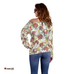 Little Corella Australia Cockatoo Off Shoulder Sweater Cacatua Sanguinea Banksia Seamless White LT14