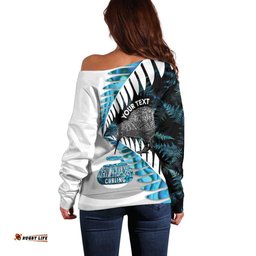 New Zealand Silver Fern Curling Personalised Off Shoulder Sweater Aotearoa Kiwi Ponga Paua Shell Version LT14