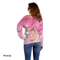 Personalised I Wear Pink For The Fight Off Shoulder Sweater Australian Breast Cancer Spirit LT9