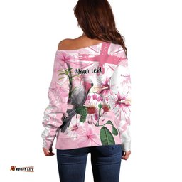 Personalised Australia Day Off Shoulder Sweater Pink Parrot Bird Opal Art LT9