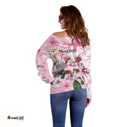 Personalised Australia Day Off Shoulder Sweater Pink Parrot Bird Opal Art LT9