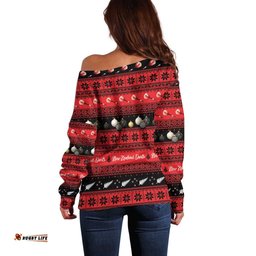 New Zealand Darts Christmas Off Shoulder Sweater Merry Xmas Aotearoa Maori Red LT14
