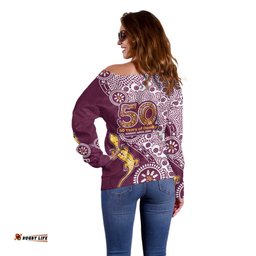 Manly Warringah Sea Eagles NAIDOC Week 2026 Off Shoulder Sweater Aboriginal Lizard Dot Painting - 50 Years of Deadly TS04