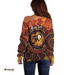 NAIDOC Week 2026 Personalised Off Shoulder Sweater 50 Years of Deadly Lizard Kangaroo Aboriginal Art LT14