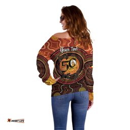 NAIDOC Week 2026 Personalised Off Shoulder Sweater 50 Years of Deadly Lizard Kangaroo Aboriginal Art LT14