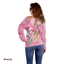 Joyful Pink Cockatoo Off Shoulder Sweater Australia Christmas Vibes LT9