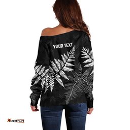 New Zealand Lawn Bowls Personalized Off Shoulder Sweater Wrap-Around Silver Fern LT7