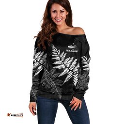 New Zealand Lawn Bowls Personalized Off Shoulder Sweater Wrap-Around Silver Fern LT7