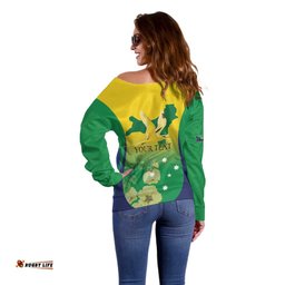 Personalised Australia Christmas Island Off Shoulder Sweater Golden Bosun Abutilon listeri With Map LT14