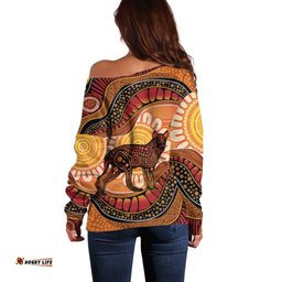 Indigenous Dingo Australia Off Shoulder Sweater Australian Aboriginal Art Proud LT14