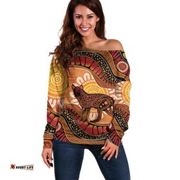 Indigenous Dingo Australia Off Shoulder Sweater Australian Aboriginal Art Proud LT14