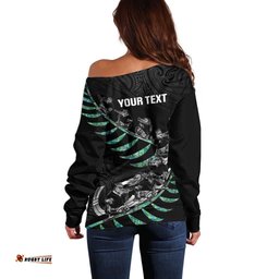 Custom New Zealand Silver Fern Rugby Off Shoulder Sweater Aotearoa Kiwi Maori Pattern LT14