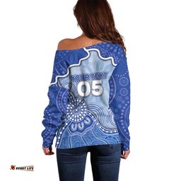 Custom Roos Football Off Shoulder Sweater Aboriginal Dot Art Pattern DT05