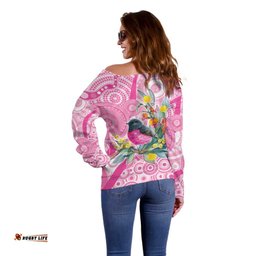 Pink Robin Aboriginal Inspired Off Shoulder Sweater LT9