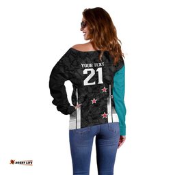 Custom NZ Cricket Pride Off Shoulder Sweater Silver Fern Fan Supporter Apparel LT9