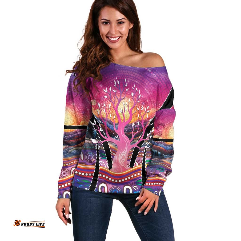 NAIDOC Week 2026 Off Shoulder Sweater Eternal Spirit Tree LT05