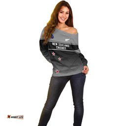 Custom New Zealand Cricket Off Shoulder Sweater Black Cap Unbeatable LT05