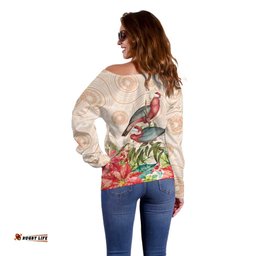Merry Christmas Aussie Aboriginal Off Shoulder Sweater Rosebreasted Cockatoo Pastel LT7